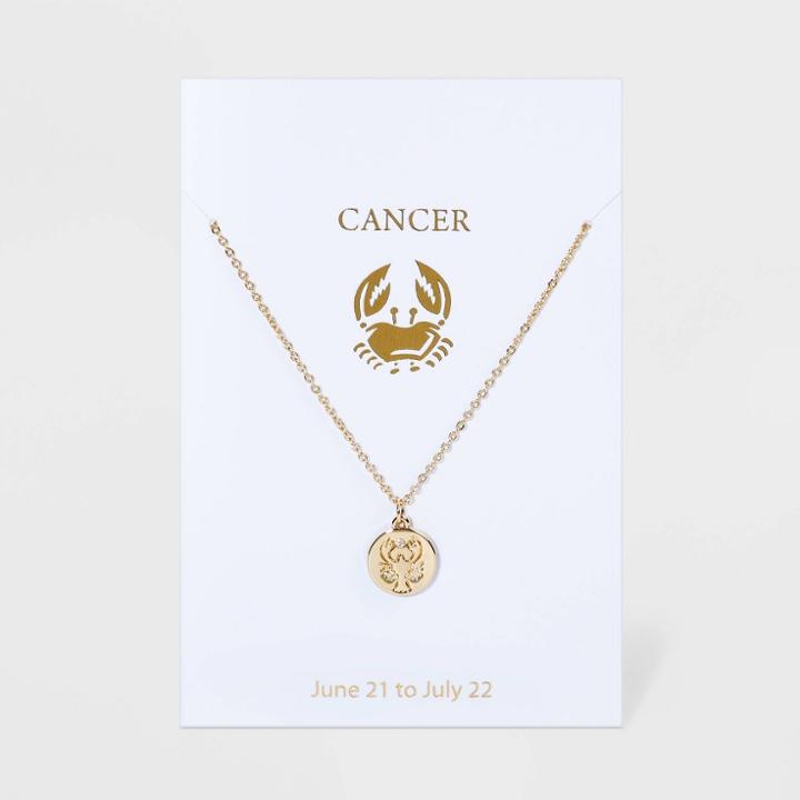 No Brand Cancer Charm Necklace - Gold