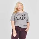 Women's Plus Size Cat Lady Short Sleeve Graphic T-shirt - Zoe+liv (juniors') - Heather Gray 1x, Women's,