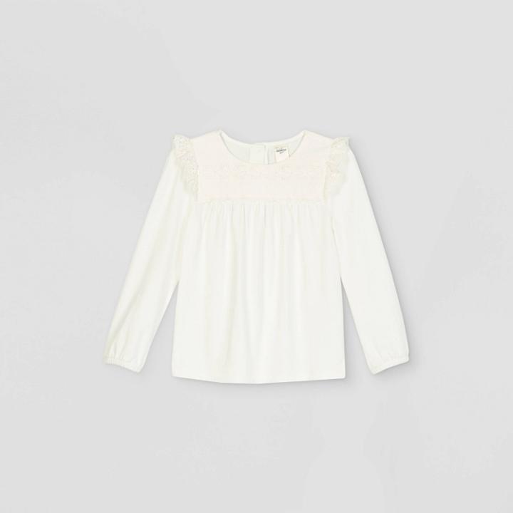 Oshkosh B'gosh Toddler Girls' Eyelet Long Sleeve T-shirt - Cream