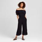 Women's Mixed Print Off The Shoulder Jumpsuit - Xhilaration (juniors') Black