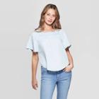 Women's Flutter Short Sleeve Square Neck Blouse - Universal Thread Indigo