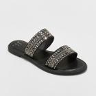 Women's Kersha Embellished Slide Sandals - A New Day Black