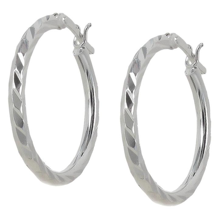 Distributed By Target Diamond Cut Medium Hoop Earring -