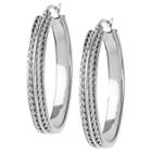 West Coast Jewelry Women's Oval Twisted Rope Hoop Stainless Steel Earrings -