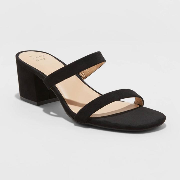 Women's Loryn Thin Strap Heeled Pumps - A New Day Black