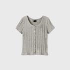 Girls' Short Sleeve Button-front Ribbed T-shirt - Art Class Gray