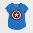 Girls' Marvel Captain America Shield Short Sleeve T-shirt - Blue