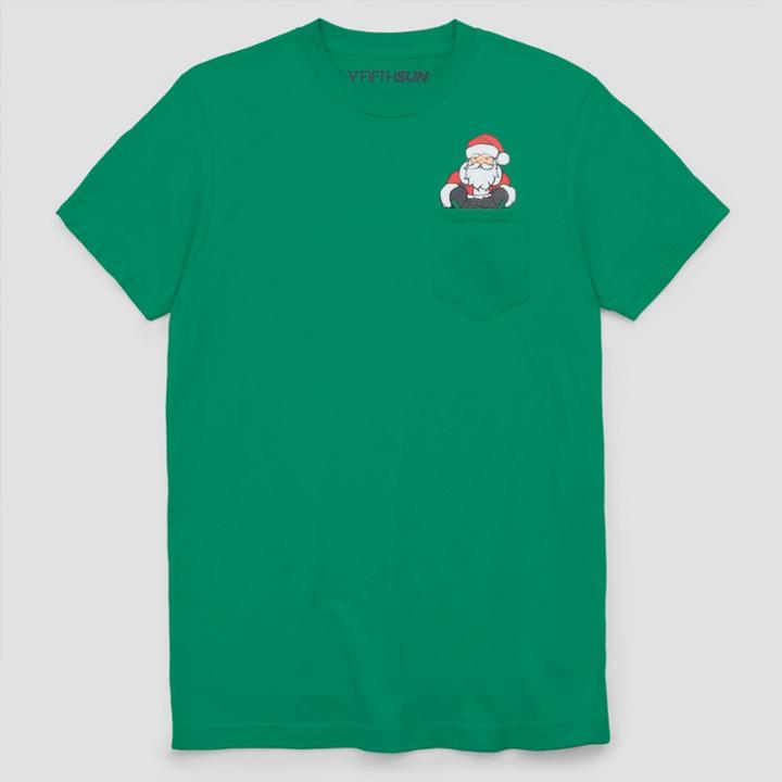 Fifth Sun Men's Ugly Holiday Pocket Coal Short Sleeve T-shirt - Kelly Green