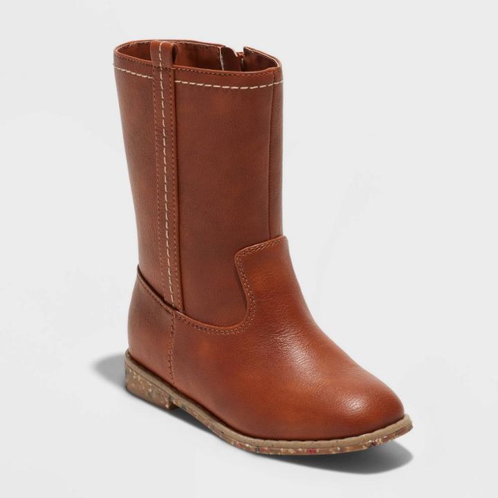 Toddler Girls' Aubriella Zipper Riding Boots - Cat & Jack Cognac