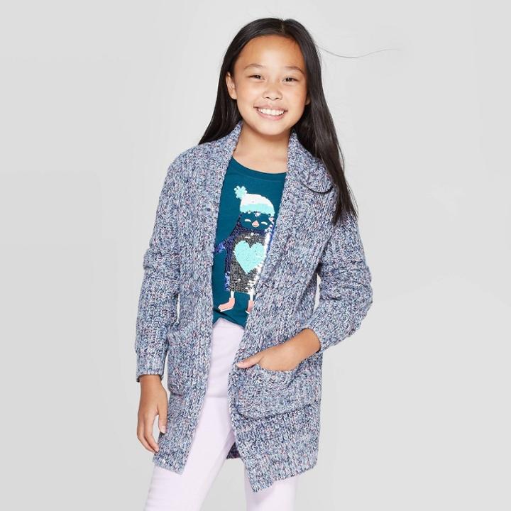 Girls' Cardigans - Cat & Jack Xs (4-5) Blue, Girl's