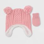 Baby Girls' Hat And Glove Set - Cat & Jack Pink 0-6m, Toddler Girl's