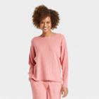 Women's Ribbed Pullover Lounge Sweater - Stars Above Rose