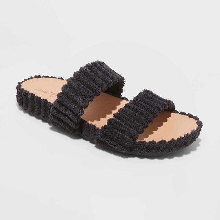 Women's Kyla Corduroy Two Band Sandals - Universal Thread Black