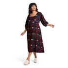 Women's Plus Size Floral Print Volume 3/4 Sleeve Dress - Rachel Comey X Target Red