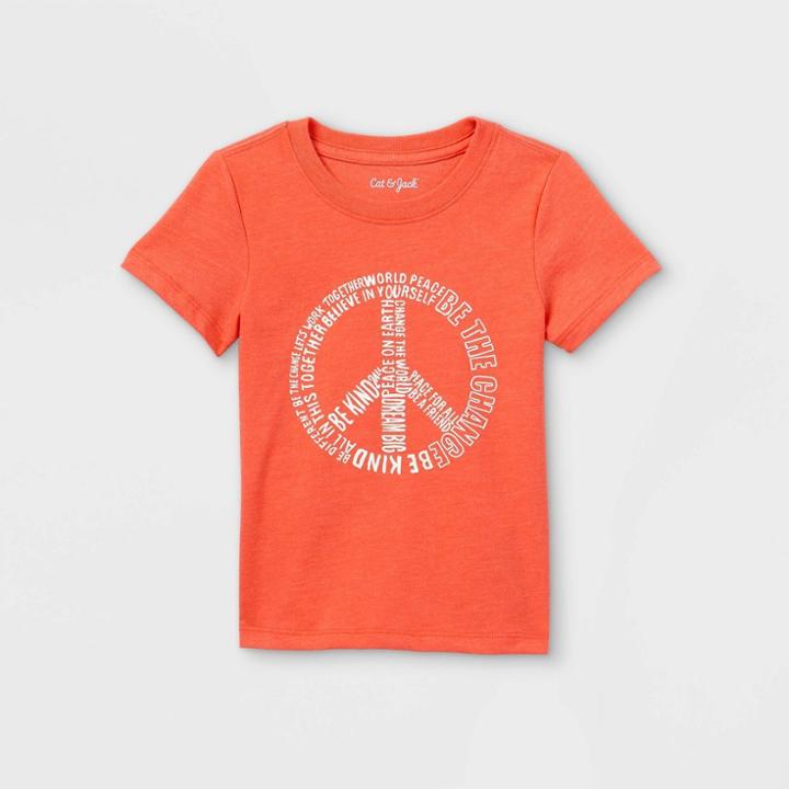 Toddler Boys' Peace Sign Graphic Short Sleeve T-shirt - Cat & Jack Orange