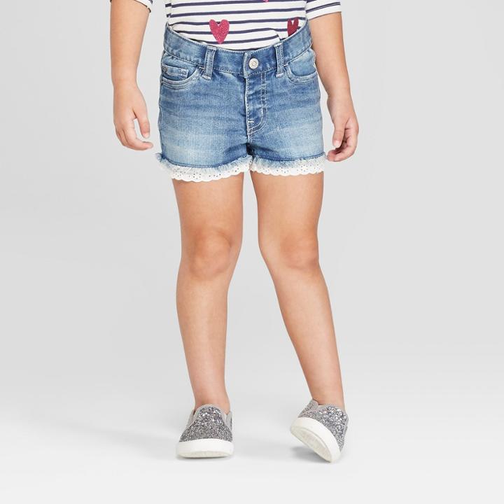 Toddler Girls' Eyelet Trim Release Hem Jean Shorts - Cat & Jack Blue