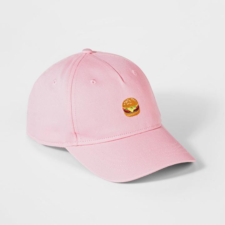 Girls' Emoji Hamburger Print Baseball Cap - Pink