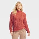 Women's Turtleneck Cable Knit Pullover Sweater - Universal Thread Rust
