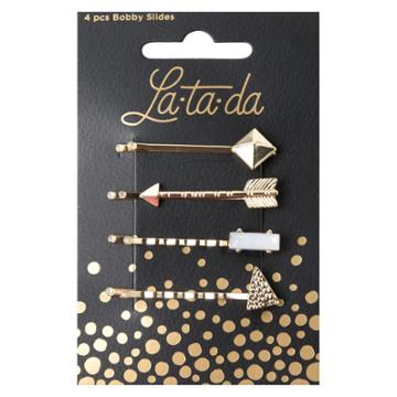 La-ta-da Gold Boho Bobby Slides