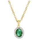 Target 1.00 Carat Tw Oval-cut Emerald And Diamond Accent Pendant Gold Plated (ij-i2-i3) (may), Girl's, Green