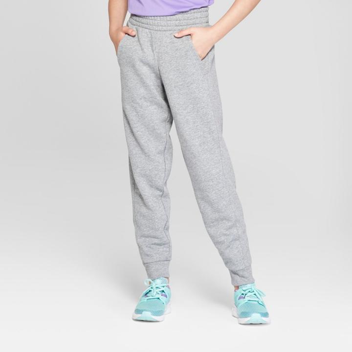Girls' Cotton Fleece Jogger - C9 Champion Light Gray Heather S, Heather Grey