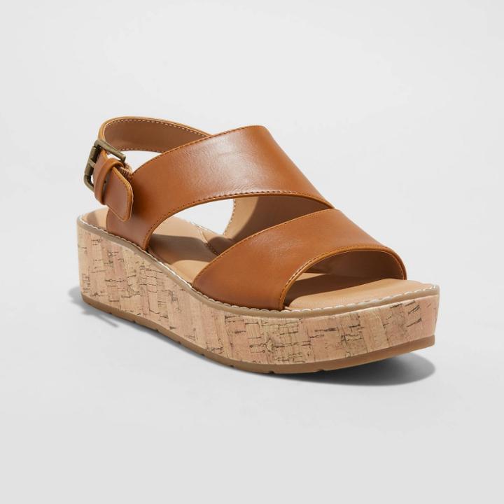 Women's Brenda Cork Platform Sandal Heels - Universal Thread Cognac