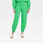 Women's High-rise Fleece Ankle Jogger Pants - A New Day Green