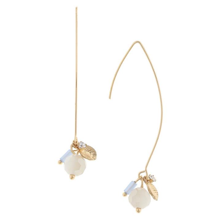 Target Women's Linear Earring With Round Faceted Beads And Metal