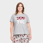 Women's Plus Size Holiday Joyful Matching Family Pajama T-shirt - Wondershop Gray