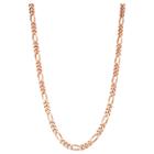 Tiara Rose Gold Over Silver 18 Figaro Chain Necklace, Women's, Pink