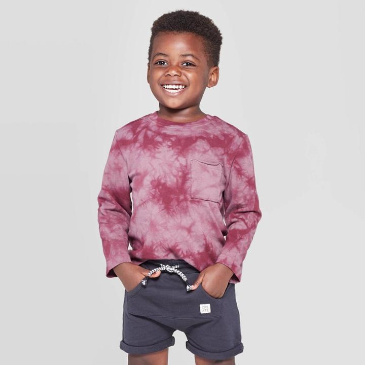 Toddler Boys' Long Sleeve Pocket T-shirt - Art Class Maroon 12m, Boy's, Red