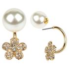Women's Zirconite Pearl/flower Crystal Peekaboo Earring - Cream