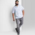 Adult Extended Size Short Sleeve Woven Button-down Shirt - Original Use Blue/cloud Print
