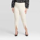 Women's Plus Size Mid-rise Pull-on Split Front Skinny Pants - Who What Wear Cream 1x, Women's, Size: