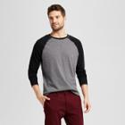 Men's Standard Fit Long Sleeve Raglan Color Block Crew T-shirt - Goodfellow & Co Black