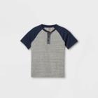 Boys' Short Sleeve Baseball Henley Shirt - Cat & Jack Gray/navy