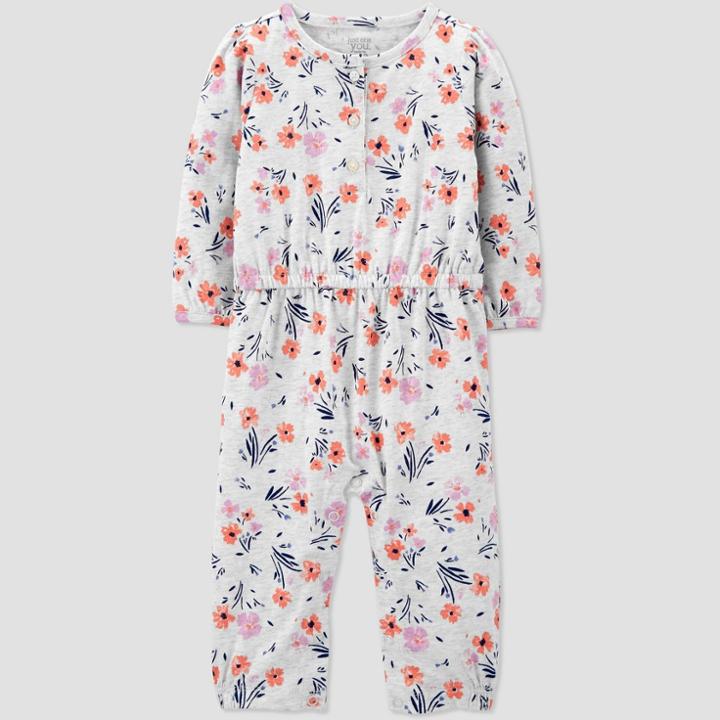 Baby Girls' Floral Romper - Just One You Made By Carter's Heather Gray Newborn
