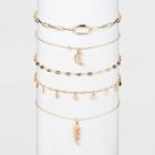 Moon And Snake Charm Multi Choker Set 5pc - Wild Fable Gold