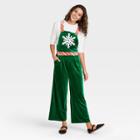 Born Famous Women's Ugly Holiday Snowflake Velour Sleeveless Graphic Jumpsuit - Green