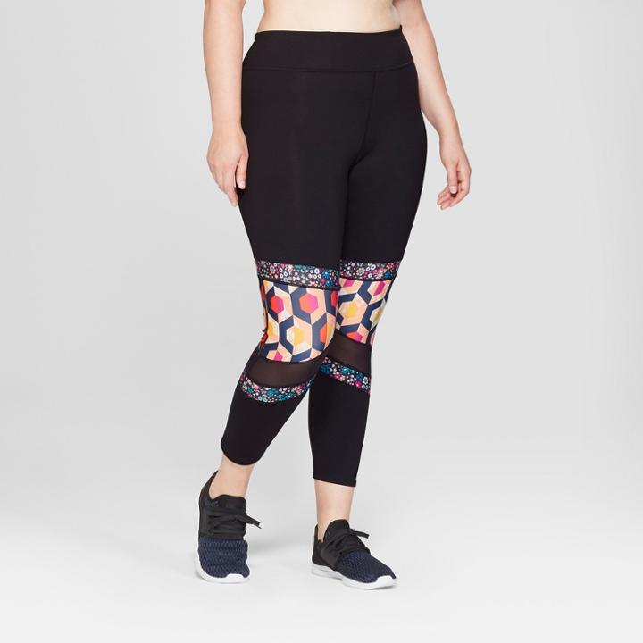 Women's Plus Size Bold Collage Printed Performance Mid-rise 7/8 Leggings 24 - Joylab Black