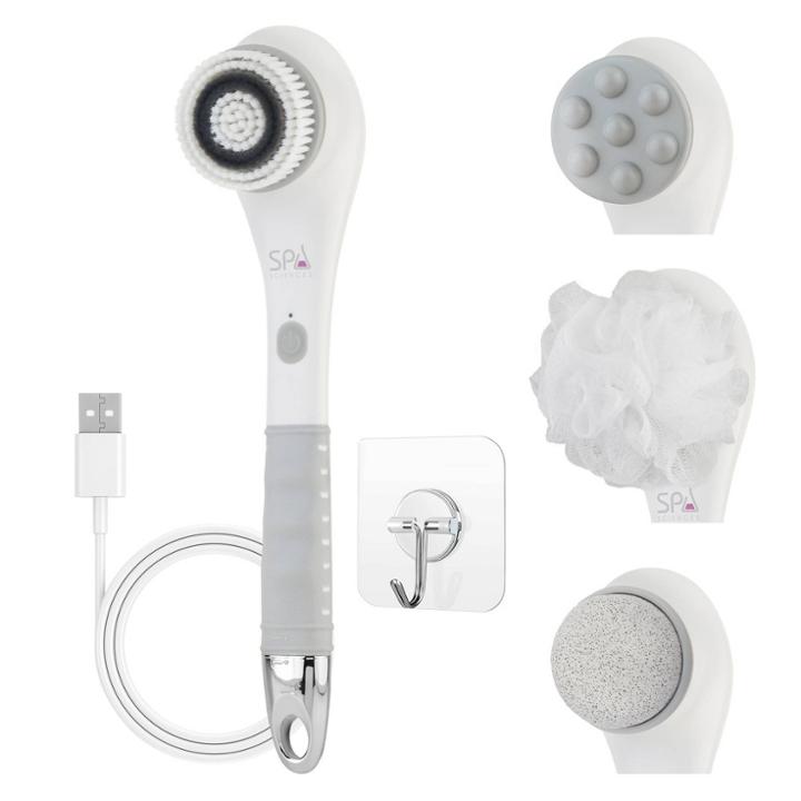 Spa Sciences 3-in-1 Usb Rechargeable Shower Body Brush - Gray