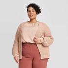 Women's Plus Size Long Sleeve Open Neck Cardigan - Ava & Viv Beige X, Women's