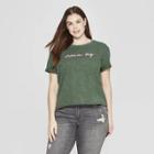 Women's Plus Size Short Sleeve Dream Big Cropped T-shirt - Mighty Fine (juniors') - Green