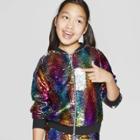 Girls' Nickelodeon Jojo's Closet Flip Sequin Rainbow Bomber Jacket - Xxl,