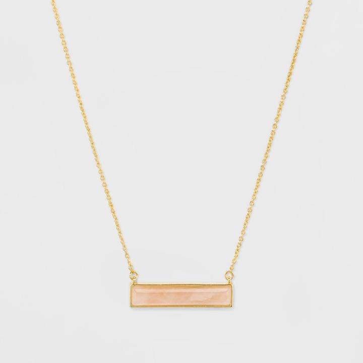 Silver Plated Rose Quartz Stone Necklace - A New Day Gold