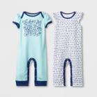 Petitebaby Girls' 2pk Short Sleeve Coverall - Cloud Island Blue Newborn, Girl's
