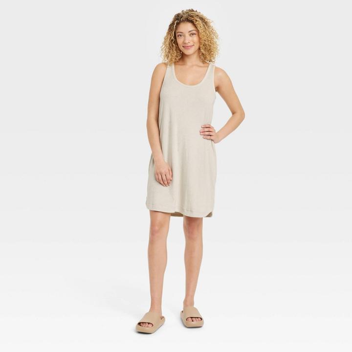 Women's Terry Tank Dress - A New Day Tan