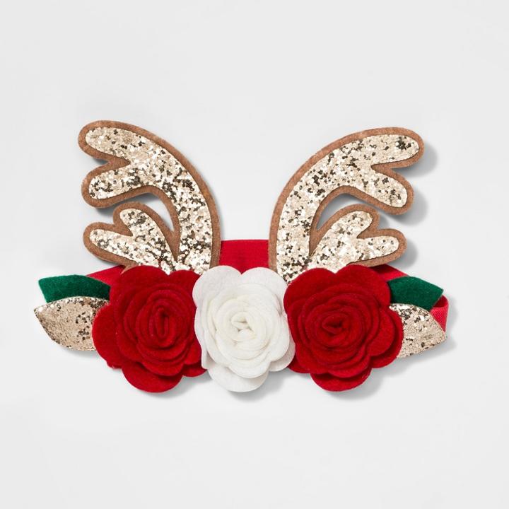 Toddler Girls' Rosette Headwrap With Antlers - Cat & Jack Red/gold