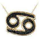 Distributed By Target Women's Accent Round-cut Black Diamond Pave Set Cancer Zodiac Pendant - White