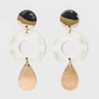Patterned Circle With Engraved Sunburst And Teardrop Earrings - Universal Thread White